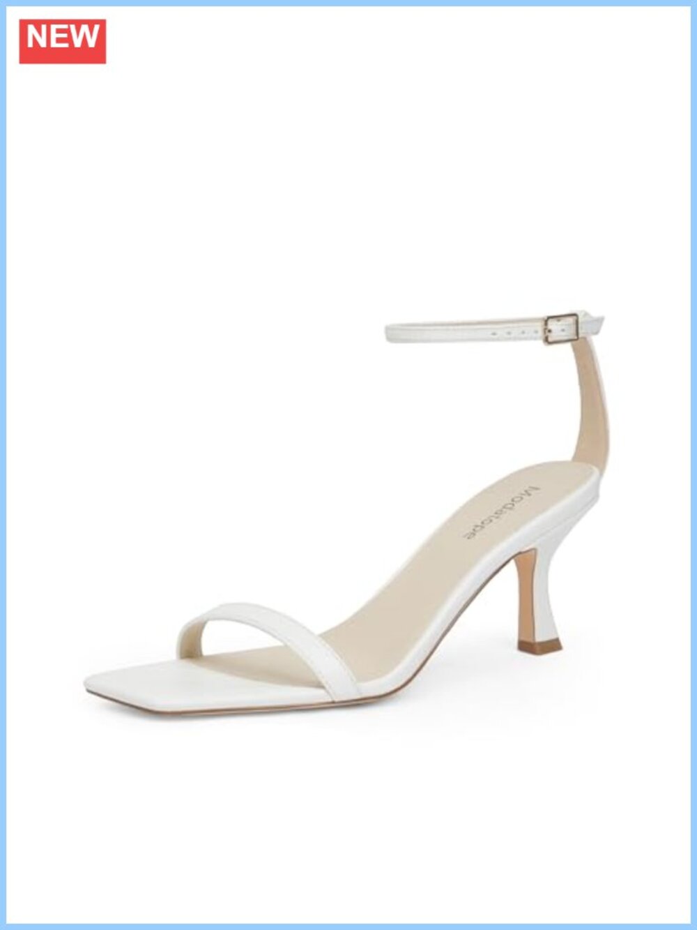 Faux Leather Kitten Heel Ankle Strap Sandals Square Toe Women's Heels